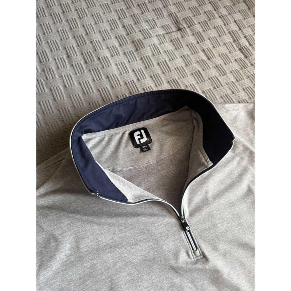 FootJoy Men's XL 1/4 Zip Golf Pullover Gray Solid Mock Neck Long Sleeve